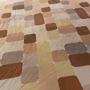 The Company Store KING Brown and Cream Duvet Cover with Geometric Design